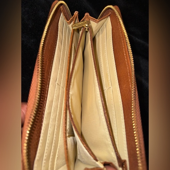 Valentina Tan Leather Wallet with Gold Zipper - Picture 6 of 13
